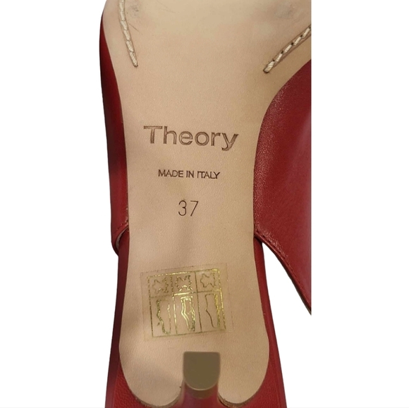 THEORY Red City Slingback 100% Lamb Leather New SZ 37 - Picture 7 of 12